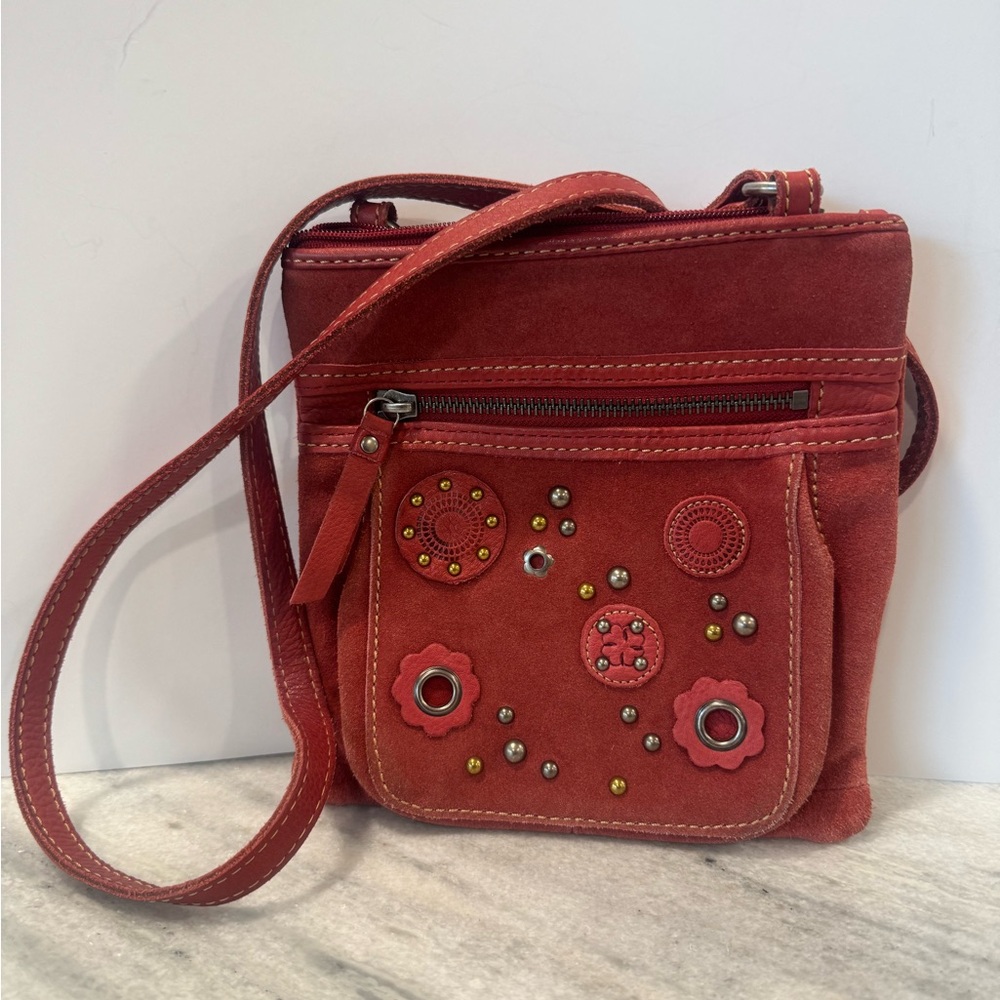 Fossil Red Crossbody Bag with Embellishments